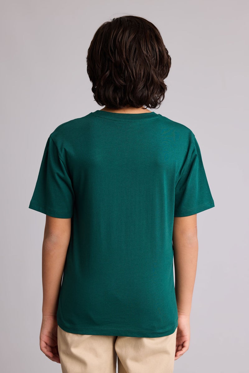 DeFacto Green Boy Boy New Regular Fit Crew Neck Printed T-Shirt Casual - Image 5